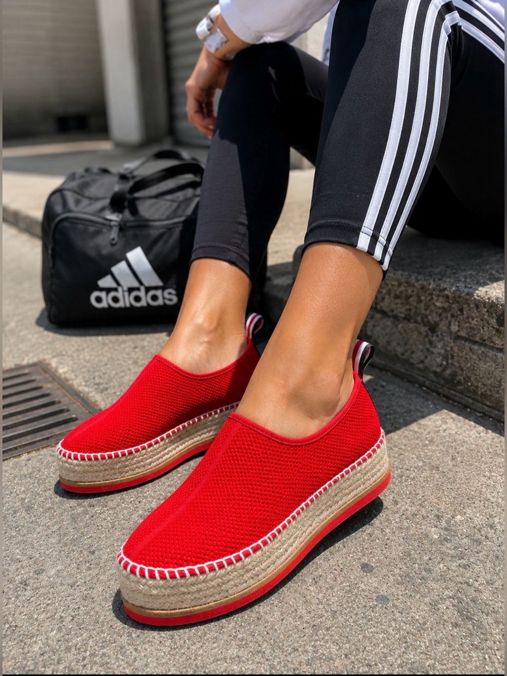 Women's Red Slip-On Platform Espadrilles